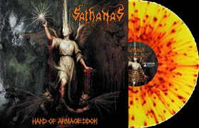 SATHANAS "Hand of Armageddon" LP (Clear Yellow w/ Red +Orange Lava Splatter)