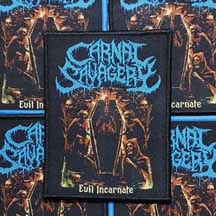 CARNAL SAVAGERY "Evil Incarnate" Blue Woven Patch